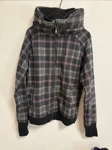 정글 스타일 체크 무늬 후드티 M 사이즈 Y2K