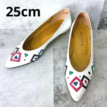 DIANA 펌프스 화이트 컬러풀 25cm 일본제 스터드