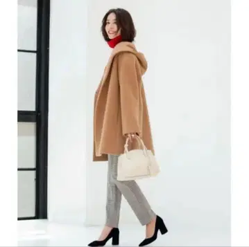 자유구 울 비버 후디드 코트 카멜 44 빅 사이즈