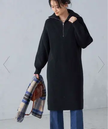 SHIPS [손세탁 가능] 편직 하프 지퍼 원피스