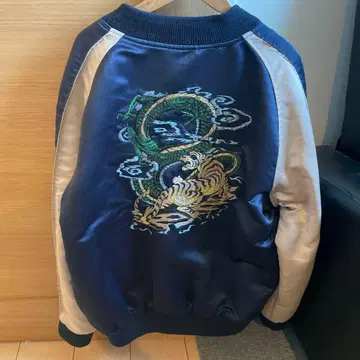 자수 호랑이 용 스카잔 리버서블, 레어 네이비