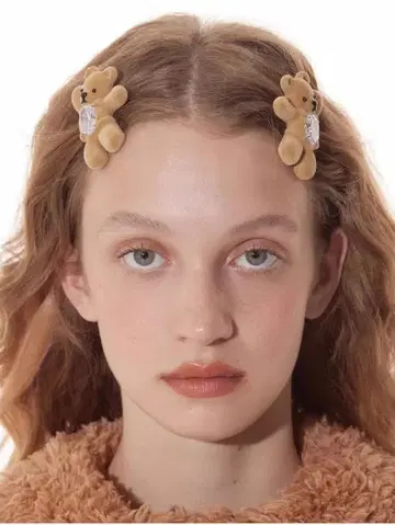 YVMIN 곰 헤어핀 헤어 클립 세트 페어 2개