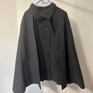 다크 그레이 판초 케이프 코트