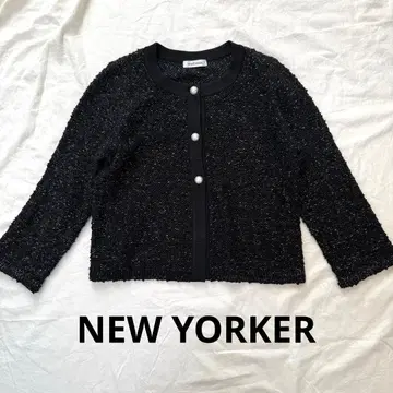 뉴요커 가디건 블랙 라펄 버튼 L 사이즈