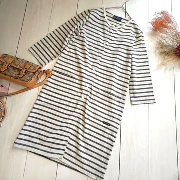 르 미노르 프랑스제 보더 7부 소매 프론트 오픈 튜닉