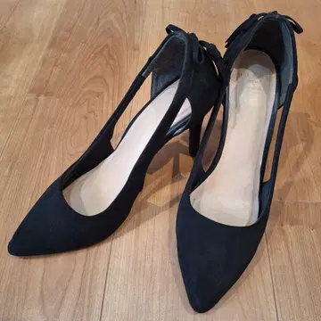 RANDA 블랙 스웨이드 하이힐 펌프스