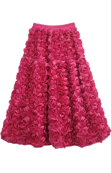 입체 플라워 미들 기장 스커트 하이웨스트 빅 스윙 A라인 스커트