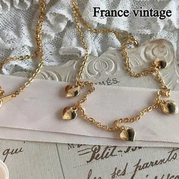 프랑스 빈티지 하트 모티브 부품 체인 목걸이