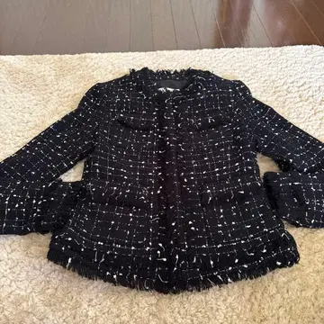 TAO 노카라 트위드 자켓 블랙/화이트