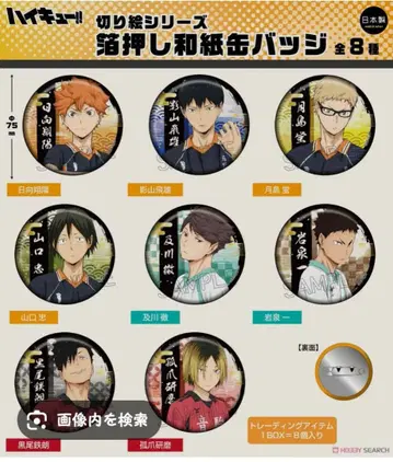 하이큐!! 조각 그림 시리즈 금박 와시 캔뱃지 8개 세트