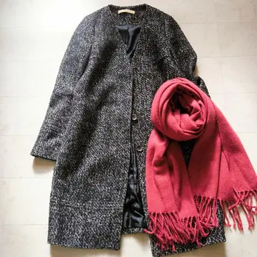 개럴개런트 노카라 칼라리스 트위드풍 코트 히요쿠 시타테