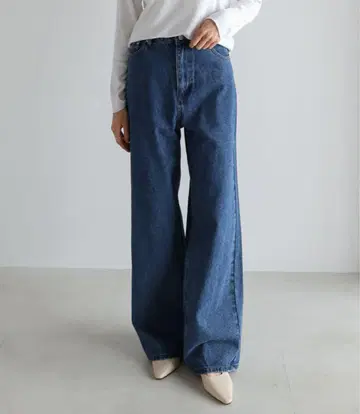 택 포함 새상품 e.n. 미들 워시 와이드 팬츠 M