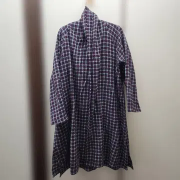 요건 레일 체크 무늬 롱 가디건 겉옷