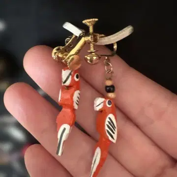 오렌지 컬러 새 디자인 귀걸이 앤티크