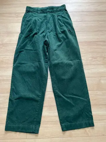 아메리칸 홀릭 다크 그린 코듀로이 와이드 팬츠