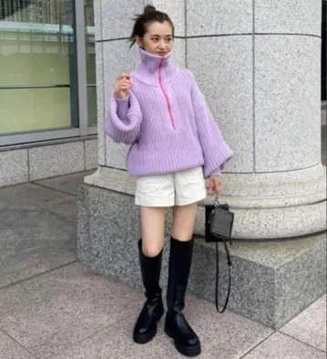 AMAIL 하프 지퍼 니트 Bon sandwich knit 라벤더