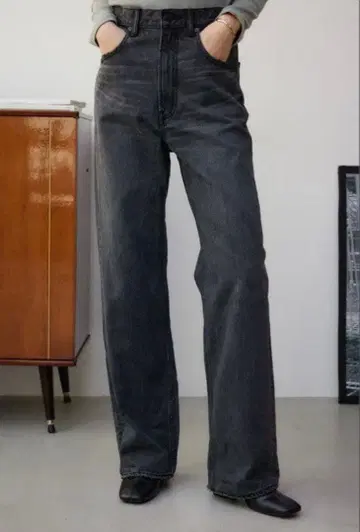 AZUL BY MOUSSY / 하이웨스트 와이드 데님 블랙