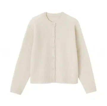 MUJI 울 혼방 부클레 크루넥 가디건 M 오트밀