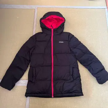 CEDAR CREST 후드 부착 다운 자켓 블랙/빨간색