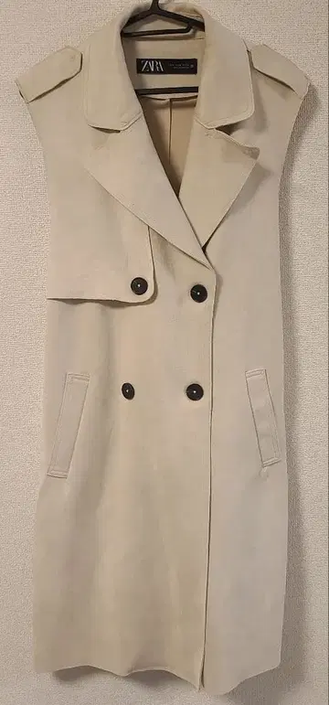 ZARA 아이보리 더블 브레스트 롱 베스트