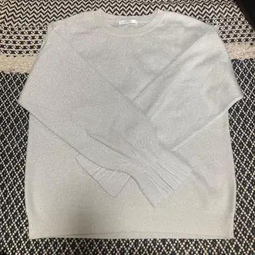 실버 라메 믹스 크루넥 니트