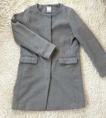 그레이 노카라 롱 코트 SEVENDAYS=SUNDAY