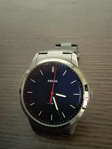 FOSSIL 네이비 빨간색 바늘 아날로그 손목시계