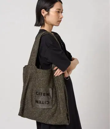 CITEN 키라키라 클리어 로고 토트백 시텐 그린 올리브 카키