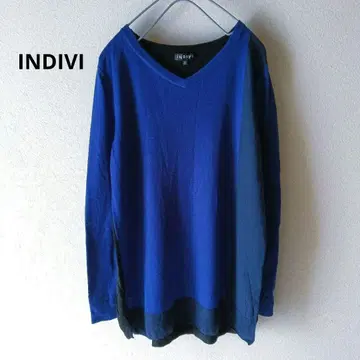 INDIVI 인디비 니트 배색 절개 울 루즈핏