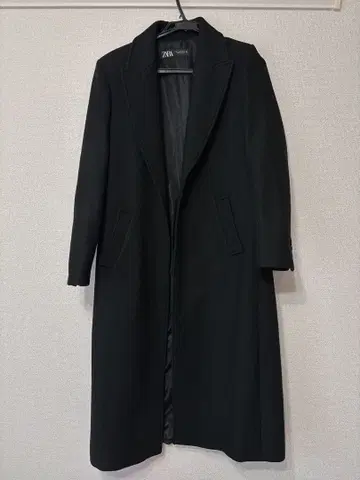 ZARA 블랙 롱 코트 체스터 코트 슬릿