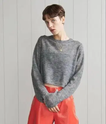 H 나일론 모헤어 울 숏 니트 풀오버