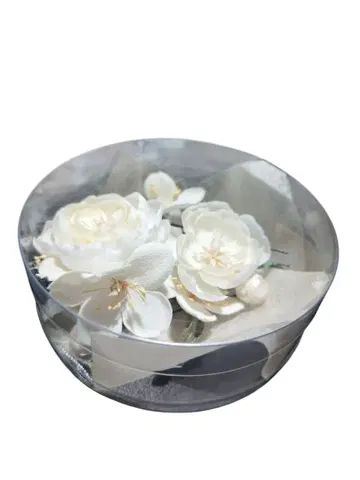 화이트 꽃 디자인 헤어핀 세트