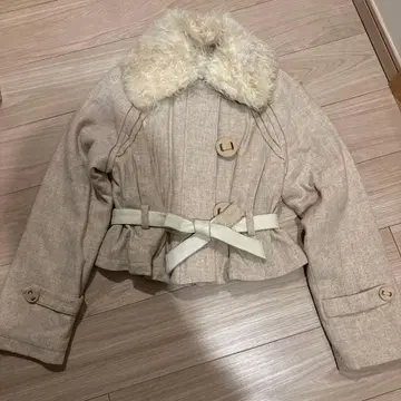 sweet face 퍼 포함 울 블루종 베이지 자켓