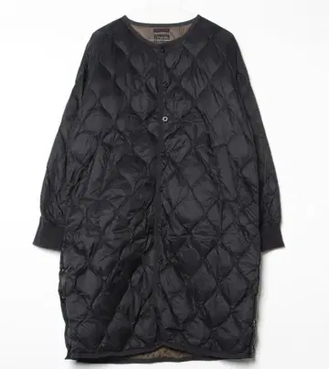 TAION 퀼팅 롱 코트 다운 코트 블랙 밀리터리