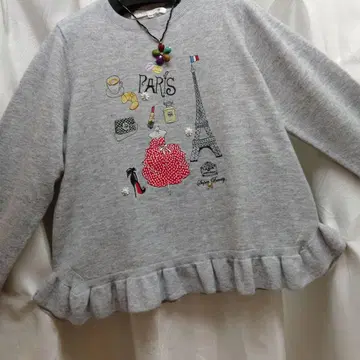 라이트 그레이 니트 전체 자수 A라인 스웨터 사이즈 42