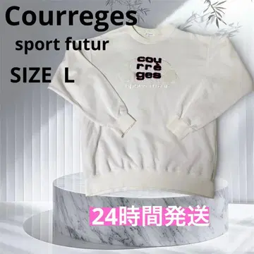 쿠레쥬 자수 로고 크루넥 맨투맨 화이트 SIZE L