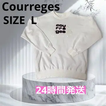 쿠레쥬 자수 로고 크루넥 맨투맨 화이트 SIZE L