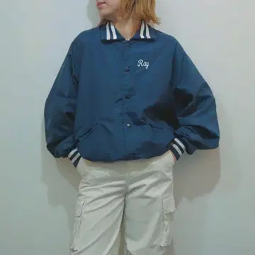 70s 네이비 나일론 스타디움 자켓