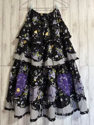 핑크하우스 리틀 바이올렛 프린트 스커트 2024 패치워크