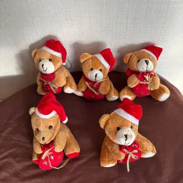 산타 모자 곰 봉제 인형 세트