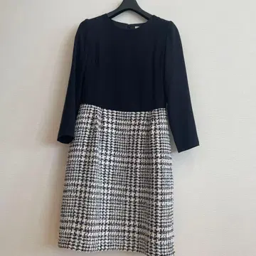 자유구 TOURNIER 네이비 화이트 체크 원피스 38