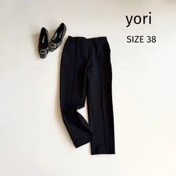 [ 요리 ] 테이퍼드 팬츠 블랙 38 허리밴딩 일본제 블랙