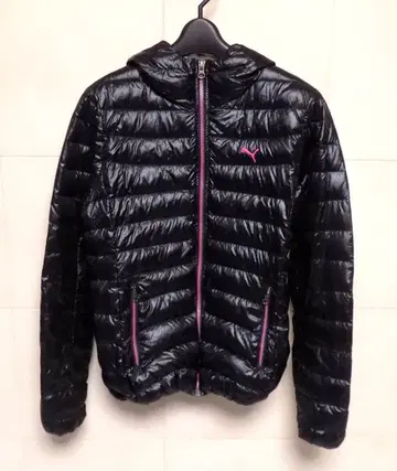 푸마 지퍼가 핑크 블랙 다운 자켓 L