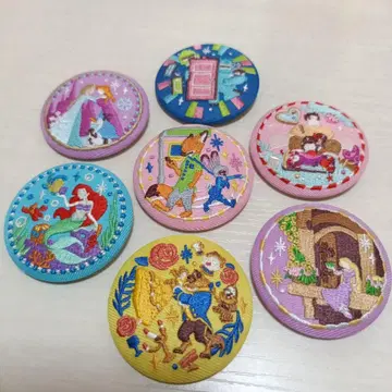 디즈니 자수 핀 배지 7개 세트