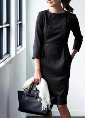 [ 새상품급 ] DRESS LAB 트위드풍 페플럼 원피스 블랙 M