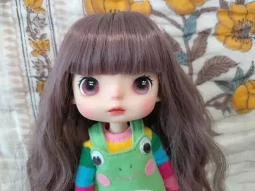 재입고 몬스터 인형 사이즈 가발 롱 웨이브 팥