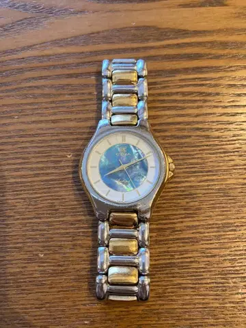 자개 아날로그 쿼츠 손목시계 실버/골드