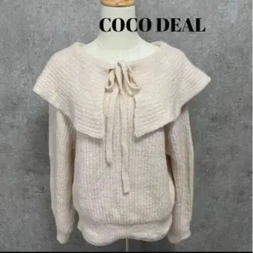 COCO DEAL 코코딜 옷깃 프릴 니트 스웨터 리본 아이보리 M