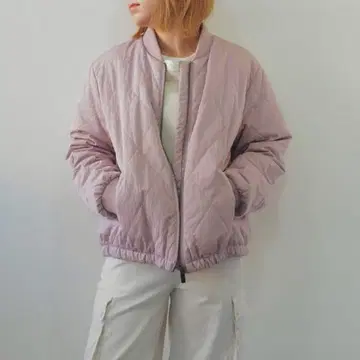 더스티 핑크 퀼팅 자켓 블루종 구제 의류