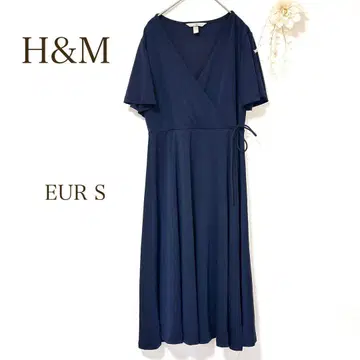H&M 원피스 네이비 랩 원피스 EUR S 캐주얼 리본 네이비
